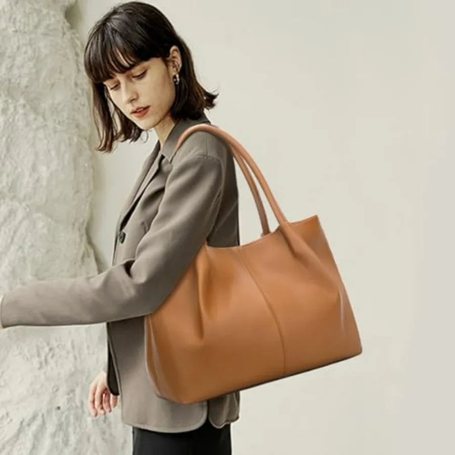 Minimal Large Capacity Tote Shoulder Bag with Clean Structured Design