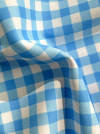 Blue Gingham Balconette Bikini Set with Wide Shoulder Straps