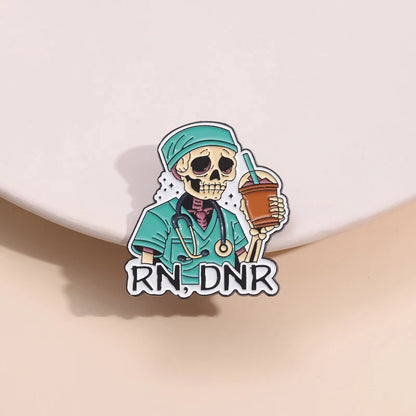 Stay Weird Skeleton Reader Gothic Enamel Pin for Alternative Fashion Styling