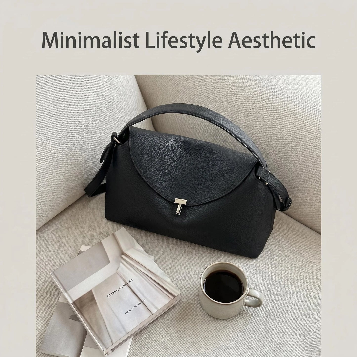 Soft Genuine Leather Bowling Shoulder Bag with Structured Luxury Everyday Design