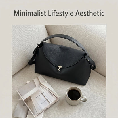 Soft Genuine Leather Bowling Shoulder Bag with Structured Luxury Everyday Design