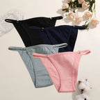 4-Piece Women’s Low-Rise Bikini Briefs Set with Soft Solid Colors, Minimal Silhouette and Everyday Lingerie Styling