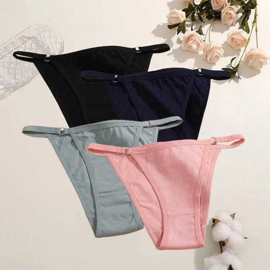 4-Piece Women’s Low-Rise Bikini Briefs Set with Soft Solid Colors, Minimal Silhouette and Everyday Lingerie Styling