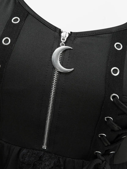 Dark Coquette Corset Mini Dress with Alternative Gothic Streetwear Style