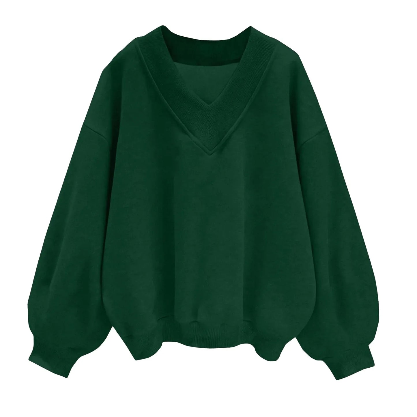 Women's Oversized V-Neck Pullover Sweatshirt with Relaxed Fit for Casual Everyday Style