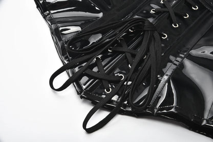 Glossy PVC Underbust Corset Belt with Structured Panels and Sculpted Fit