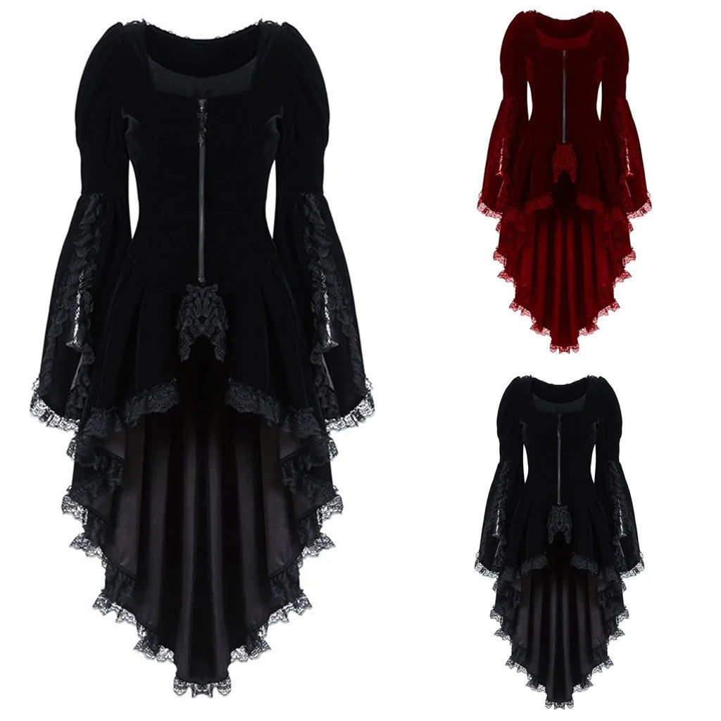 Velvet Asymmetrical Gothic Dress with Dark Romantic Alternative Style