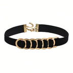 Velvet Link Choker Necklace for Gothic Minimalist Alternative Fashion Styling