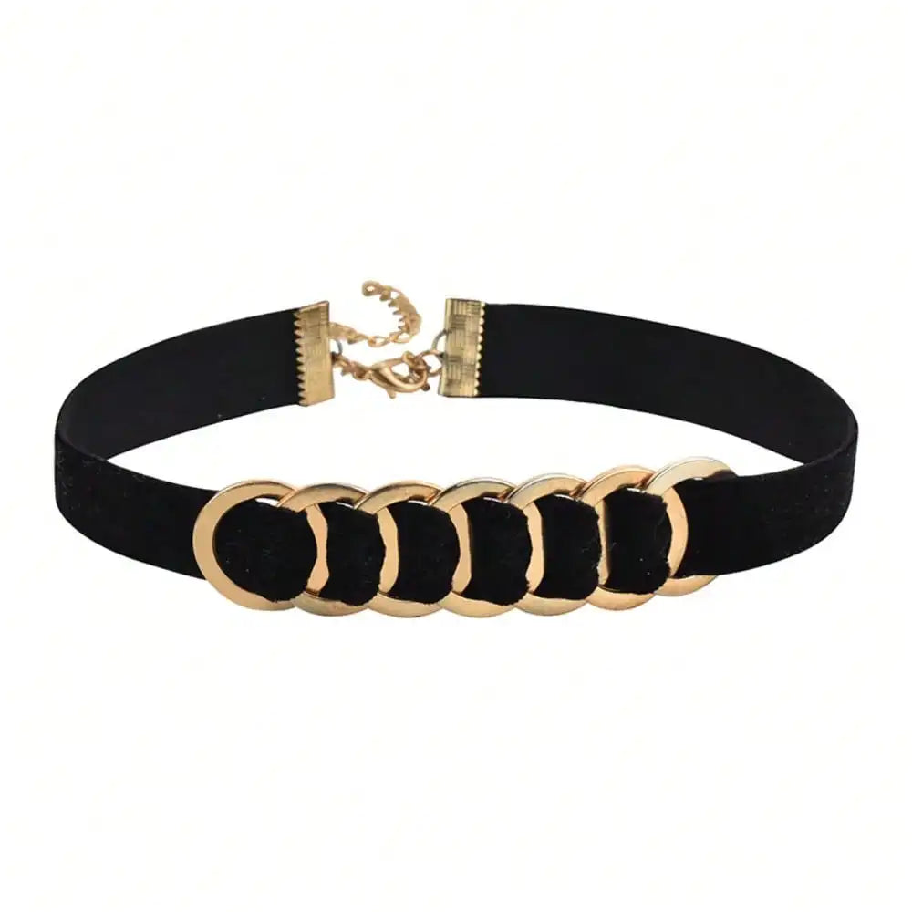 Velvet Link Choker Necklace for Gothic Minimalist Alternative Fashion Styling
