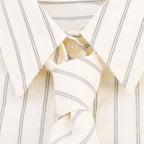 Boyfriend-Style Striped Button-Down Shirt with Matching Fabric Tie