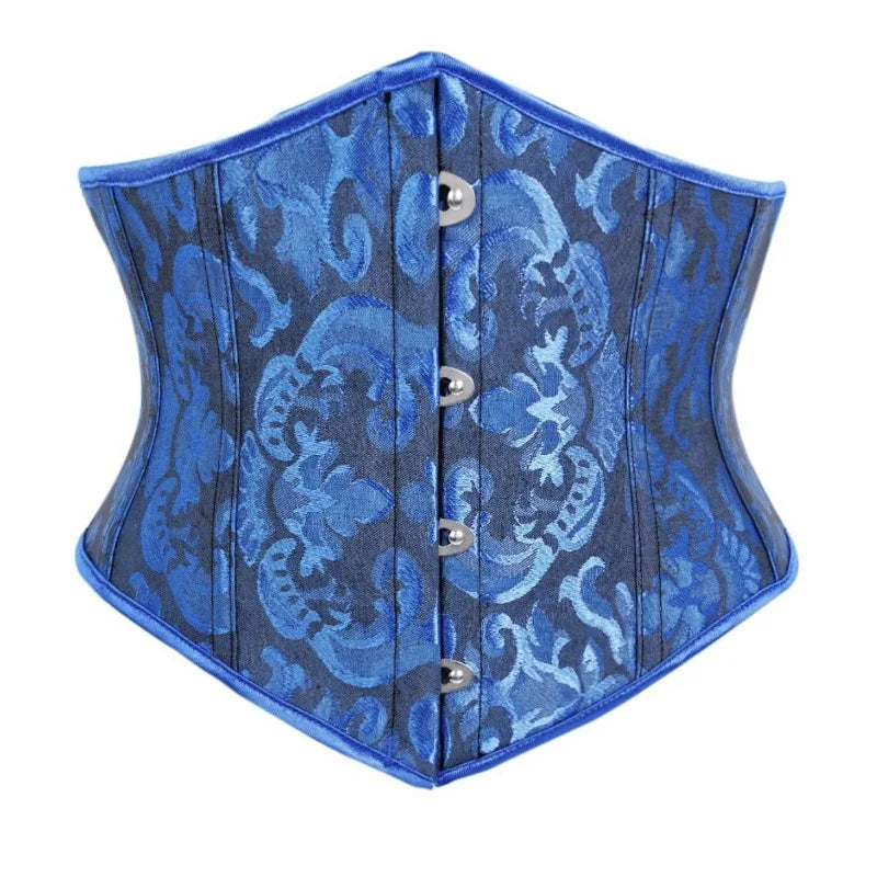 Elegant White Floral Jacquard Underbust Corset Waist Cincher