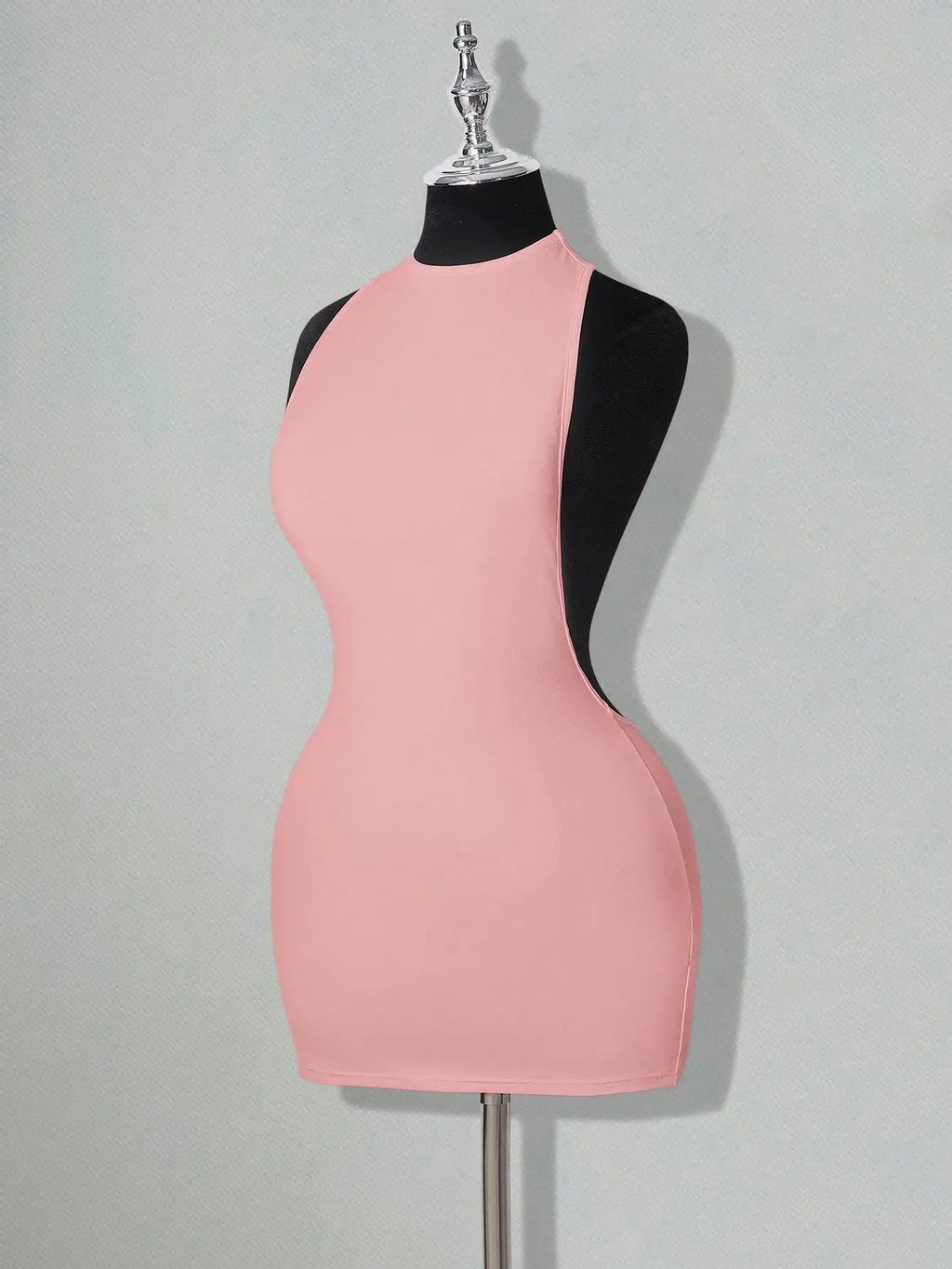 Backless Sleeveless Bodycon Mini Dress with Criss Cross Open Back Detail