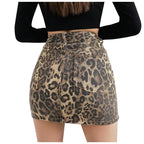 High Waist Leopard Print Mini Skirt with Bodycon Streetwear Silhouette