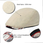 Classic Linen Flat Cap for Everyday Casual Vintage Inspired Four Season Fashion Style
