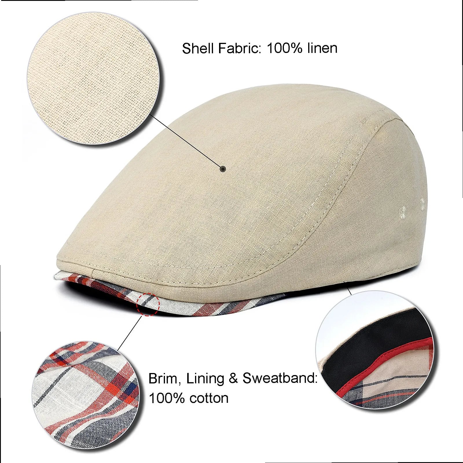 Classic Linen Flat Cap for Everyday Casual Vintage Inspired Four Season Fashion Style