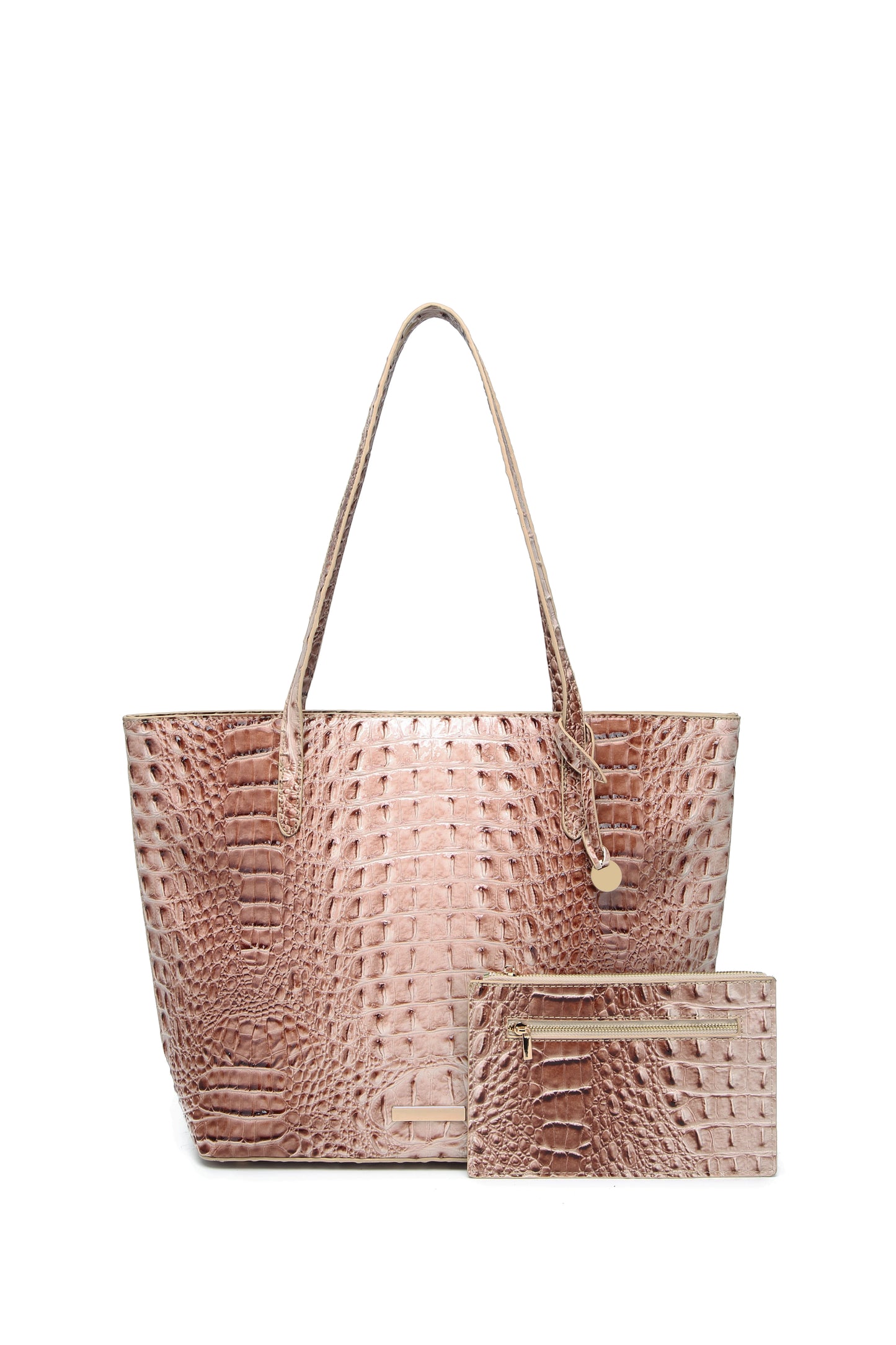 Croc Embossed Bucket Tote Bag with Matching Wristlet Large Capacity Shoulder Handbag