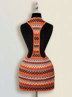 Backless Sleeveless Bodycon Mini Dress with Criss Cross Open Back Detail