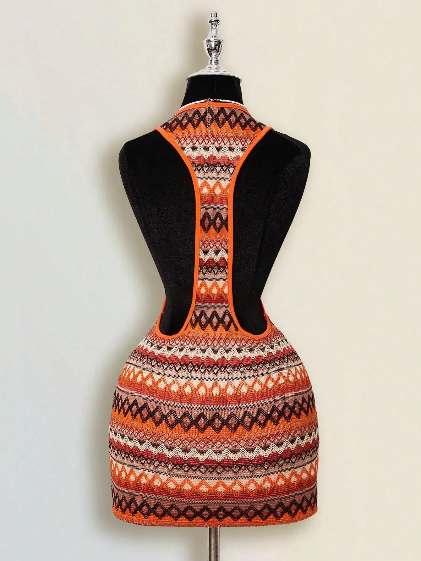 Backless Sleeveless Bodycon Mini Dress with Criss Cross Open Back Detail