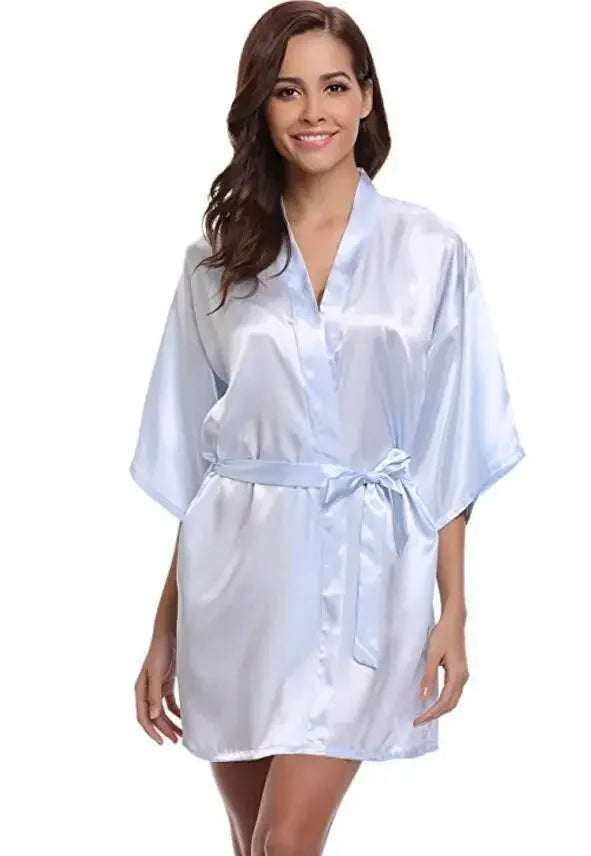 Classic Solid Satin-Finish Wrap Robe with Matching Tie Belt
