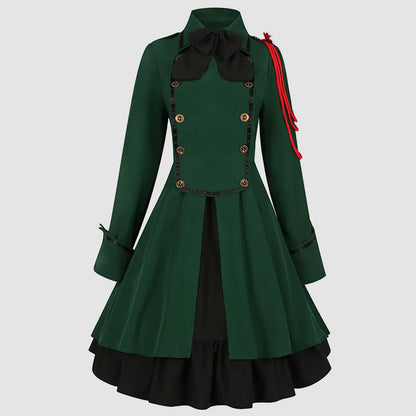 Military Style Gothic Lolita Coat Dress with Structured Elegant Design