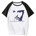 Minimal Portrait Anime Raglan Casual Cotton Graphic Streetwear T-Shirt