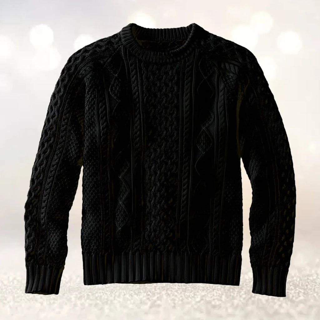 Men's Cable Knit Crew Neck Contemporary Relaxed Fit Sweater Pullover