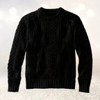 Men's Cable Knit Crew Neck Contemporary Relaxed Fit Sweater Pullover