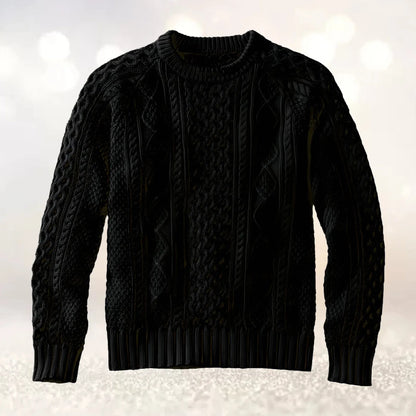 Men's Cable Knit Crew Neck Contemporary Relaxed Fit Sweater Pullover