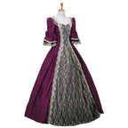 Dramatic Renaissance-Inspired Ball Gown with Ornate Brocade Panel and Flared Sleeves