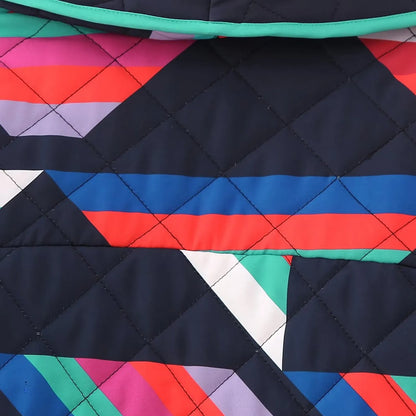 Women's Patchwork Quilted Open Front Jacket Relaxed Casual Winter Layering Outerwear