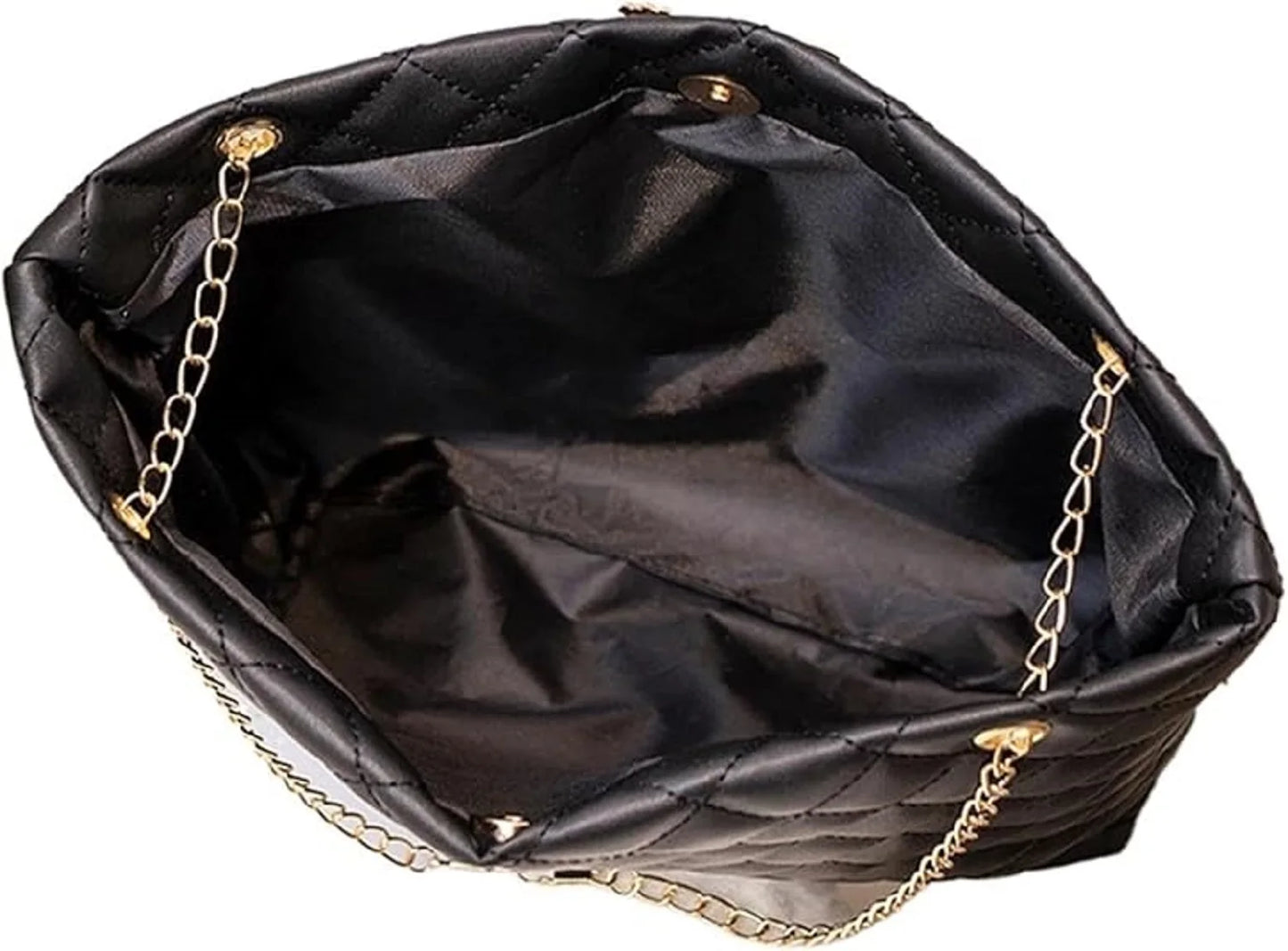 Quilted Chain Strap Tote Bag with Large Capacity Minimalist Shoulder Design