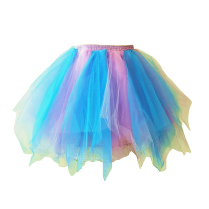 Layered Mesh Tutu Mini Skirt with Volume Pleats Festival Styling