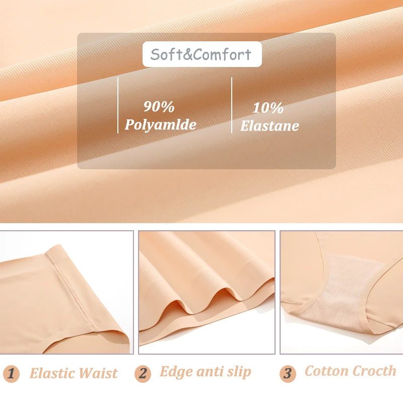 6-Piece Women’s High-Waisted Seamless Briefs Set with Smooth Stretch Construction, Cotton Crotch and Assorted Solid Colors
