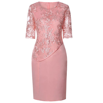 Sequined Lace Overlay Elegant Alternative Midi Dress