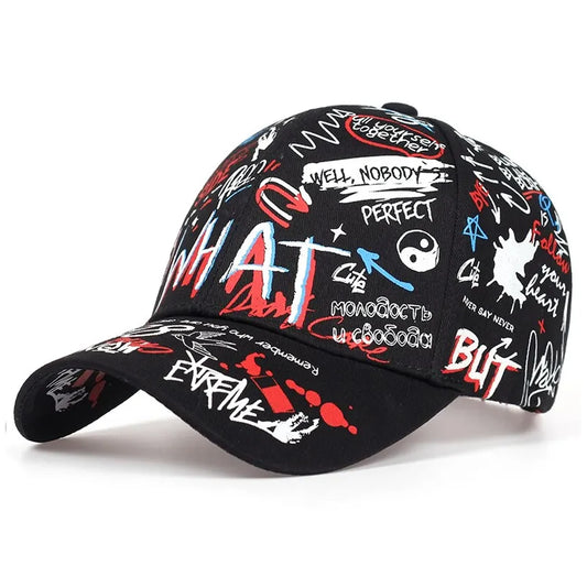 Graffiti Print Baseball Cap Adjustable Curved Brim Urban Streetwear Fashion Hat