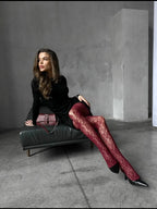 Floral Pattern Fishnet Tights Gothic Inspired Alternative Fashion Hosiery