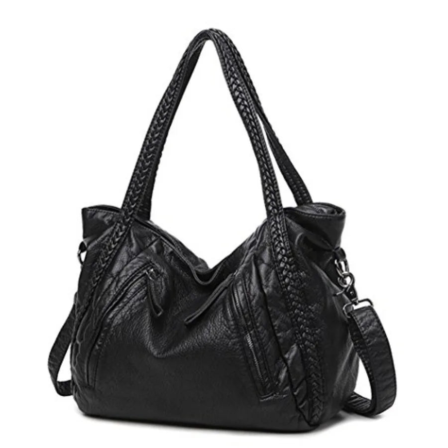 Oversized Slouchy Hobo Shoulder Bag with Soft Leather Look Finish