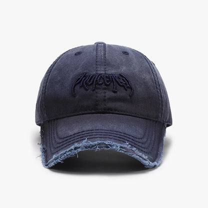 Vintage Distressed Embroidered Baseball Cap with Adjustable Fit for Contemporary Streetwear Fashion