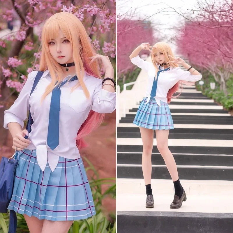 Classic Collegiate Roleplay Uniform Set with Plaid Pleated Skirt and Character Accessories