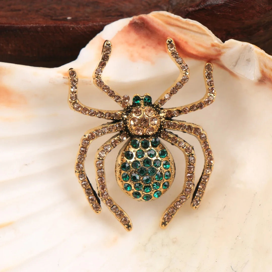 Baroque Gothic Spider Brooch Pin with Intricate Statement Insect Design Accent