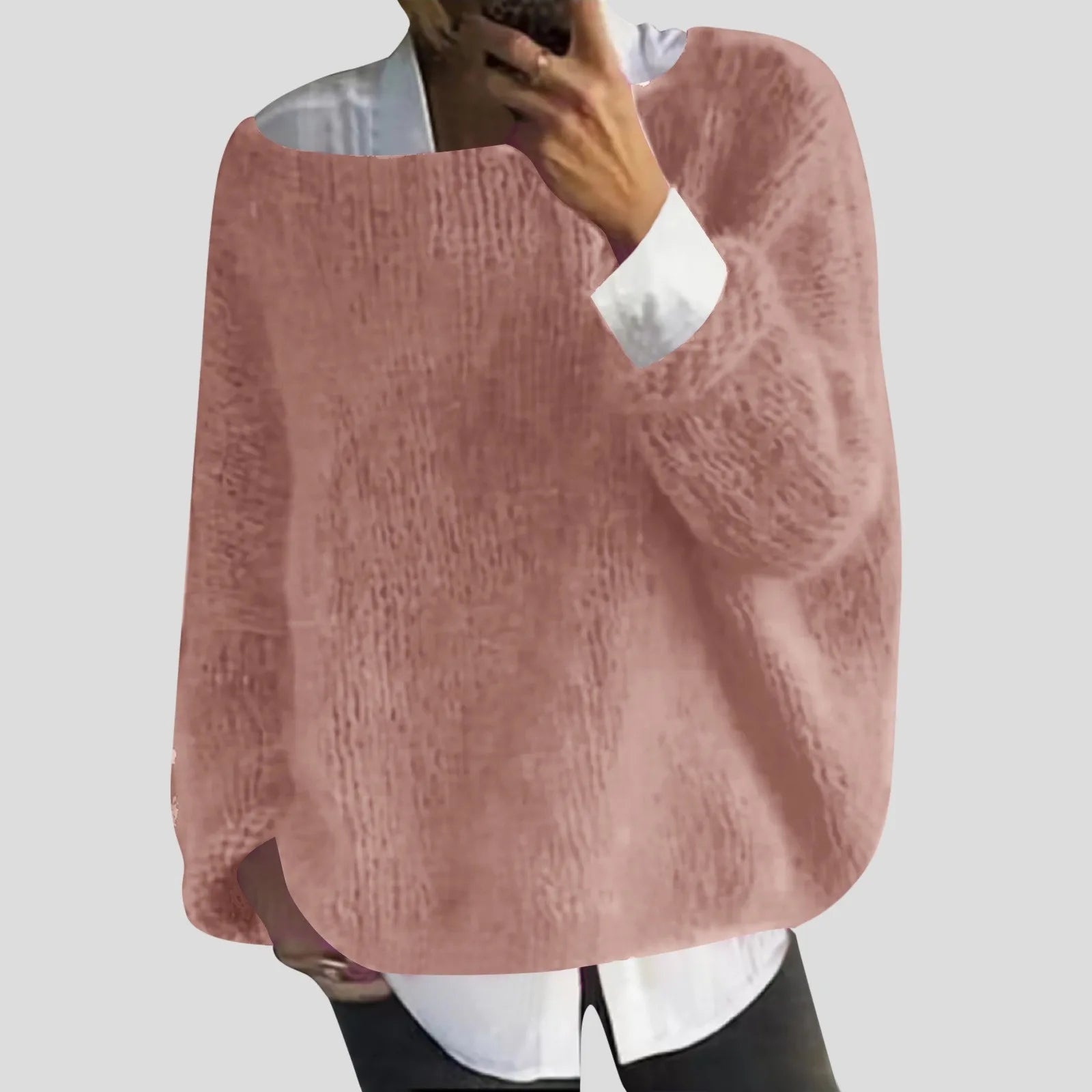 Women's Oversized Drop Shoulder Textured Knit Casual Streetwear Sweater