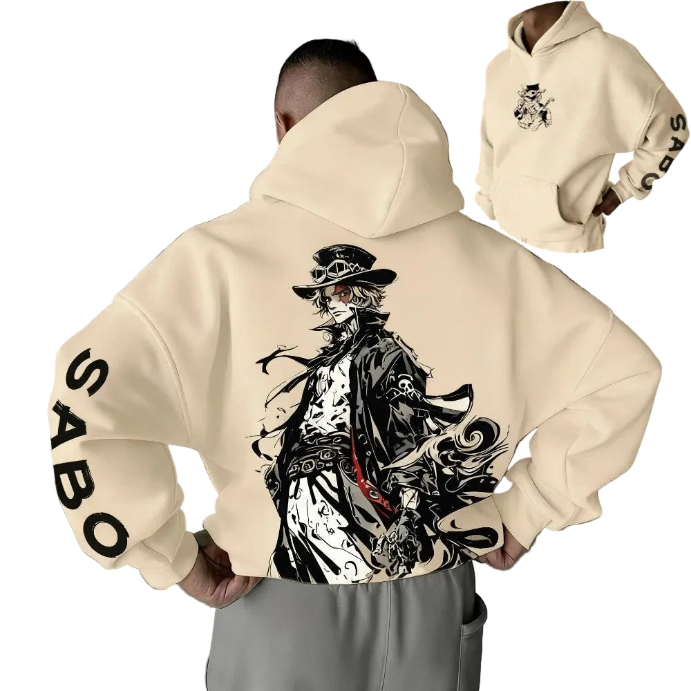 Anime Manga Oversized Hoodie With Japanese Streetwear Warrior Illustration Artwork