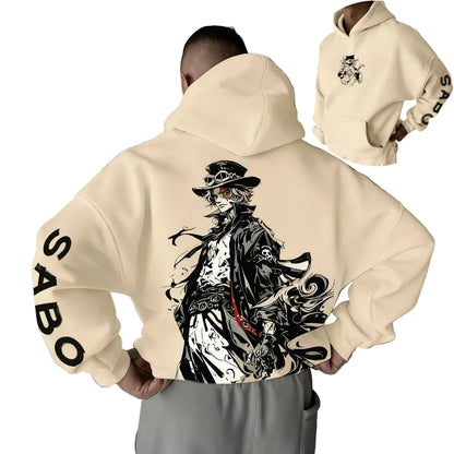 Anime Manga Oversized Hoodie With Japanese Streetwear Warrior Illustration Artwork