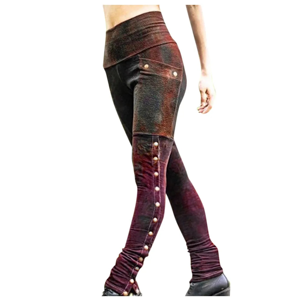 High Waist Rivet Detail Skinny Pants Alternative Fashion Streetwear Bottoms