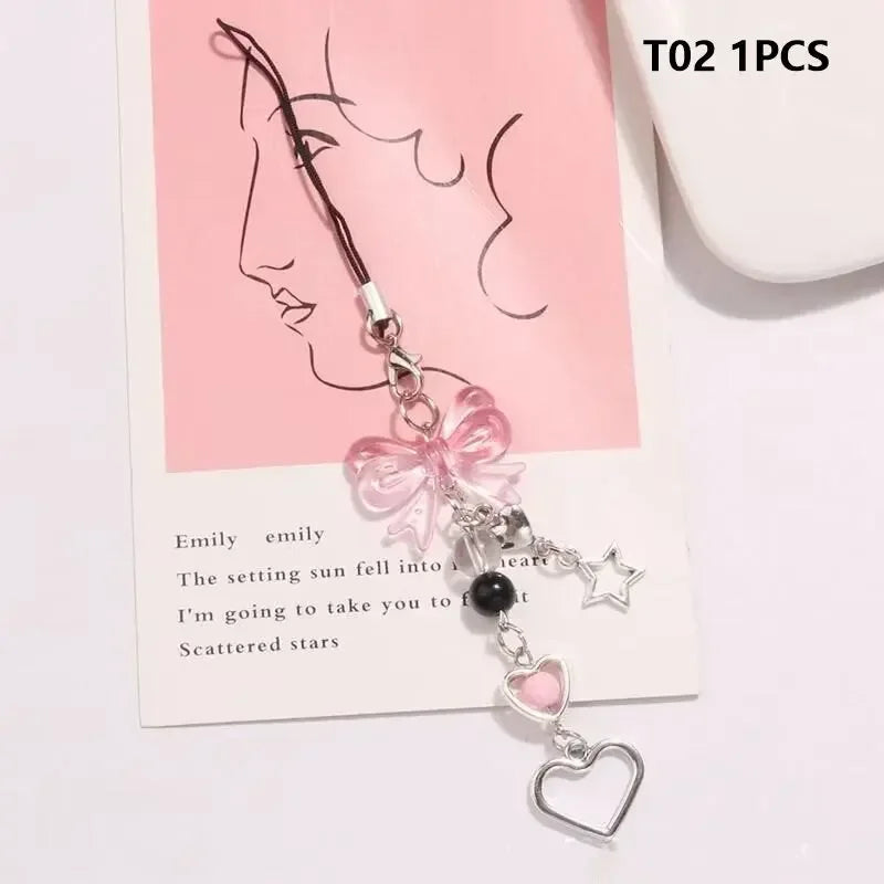 Y2K Charm Keychain with Bow Heart and Star Alternative Accessories