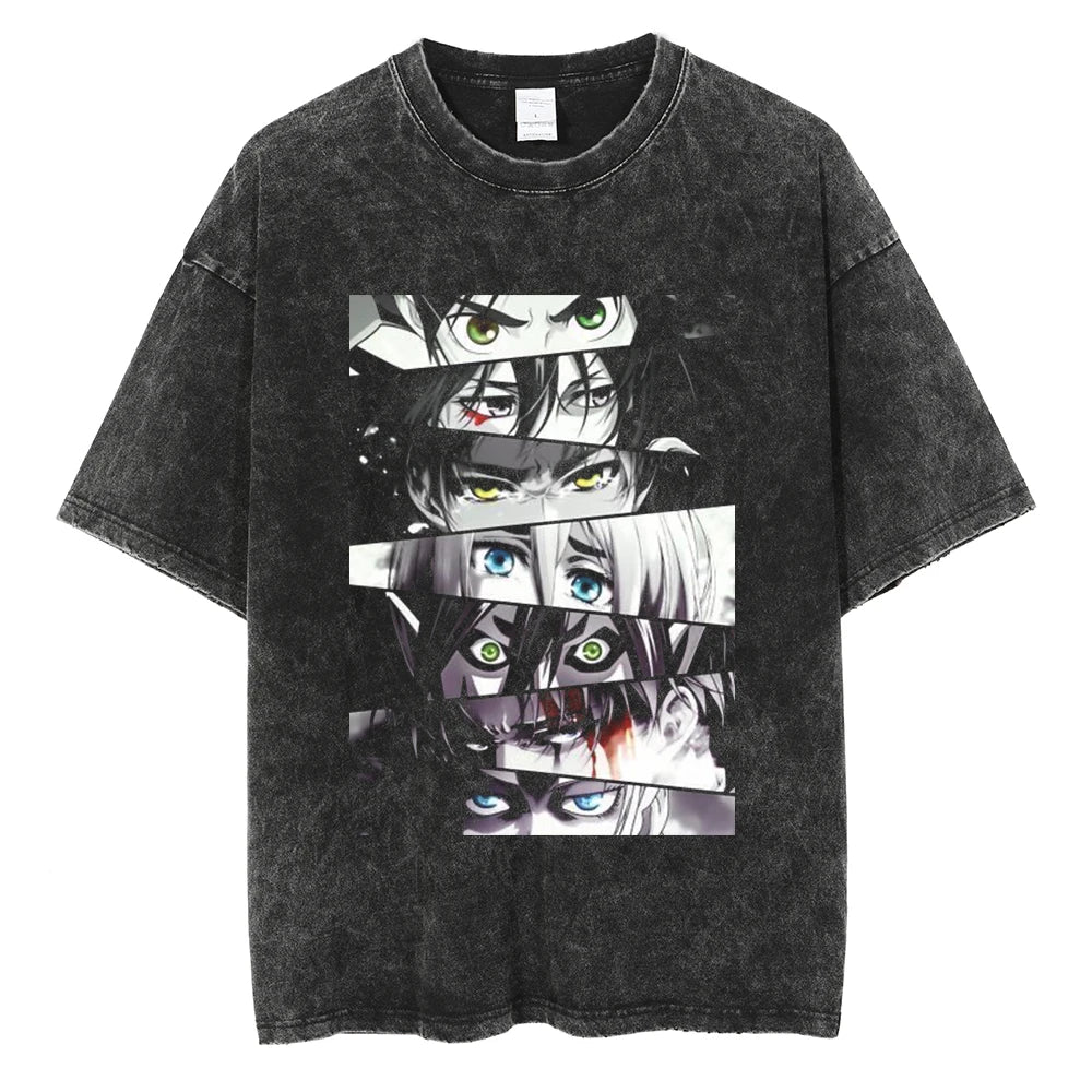 Anime Goth Manga Eyes Graphic Oversized Cotton Streetwear T-Shirt