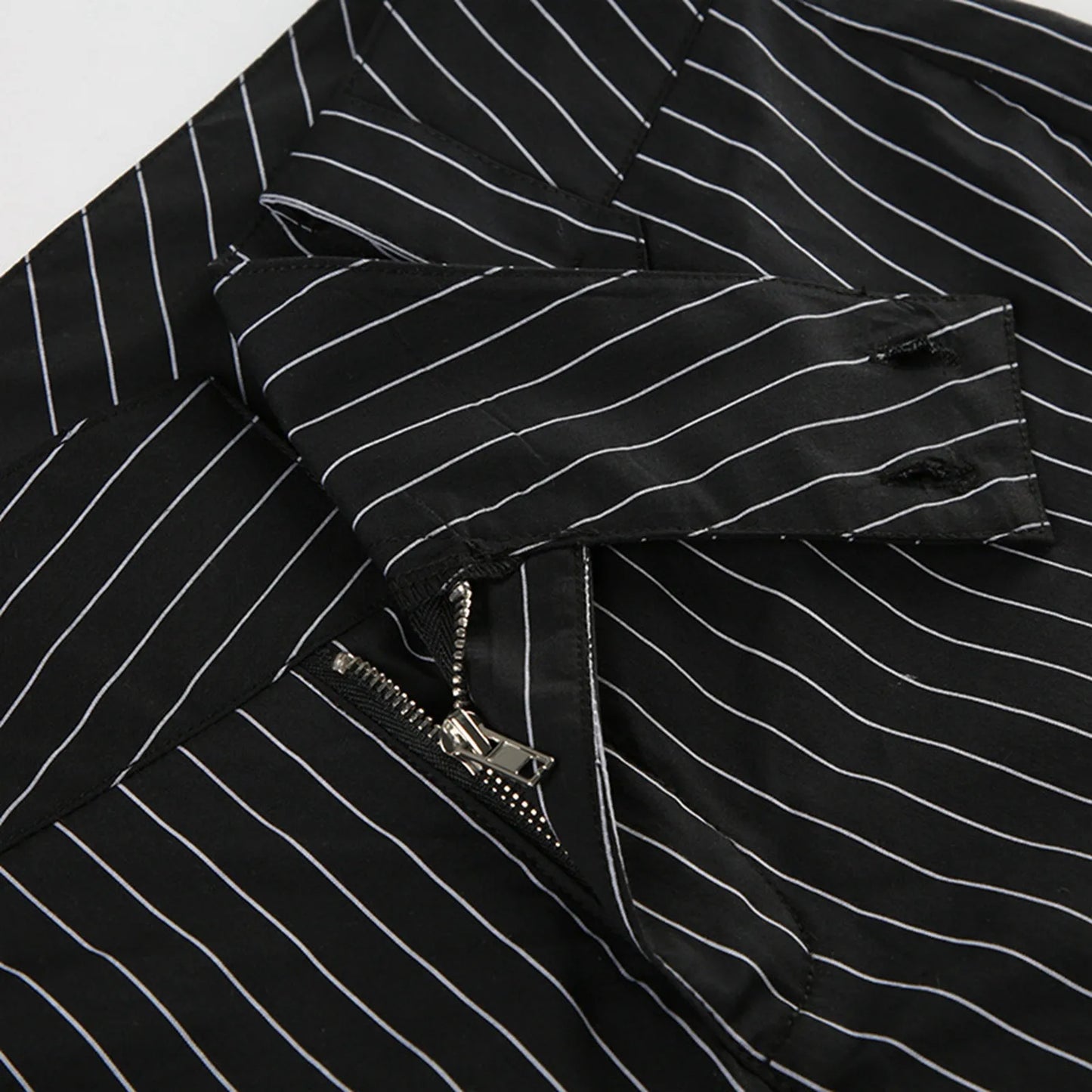 Low Rise Wide Leg Flared Casual Pants with Vertical Stripe Streetwear Style