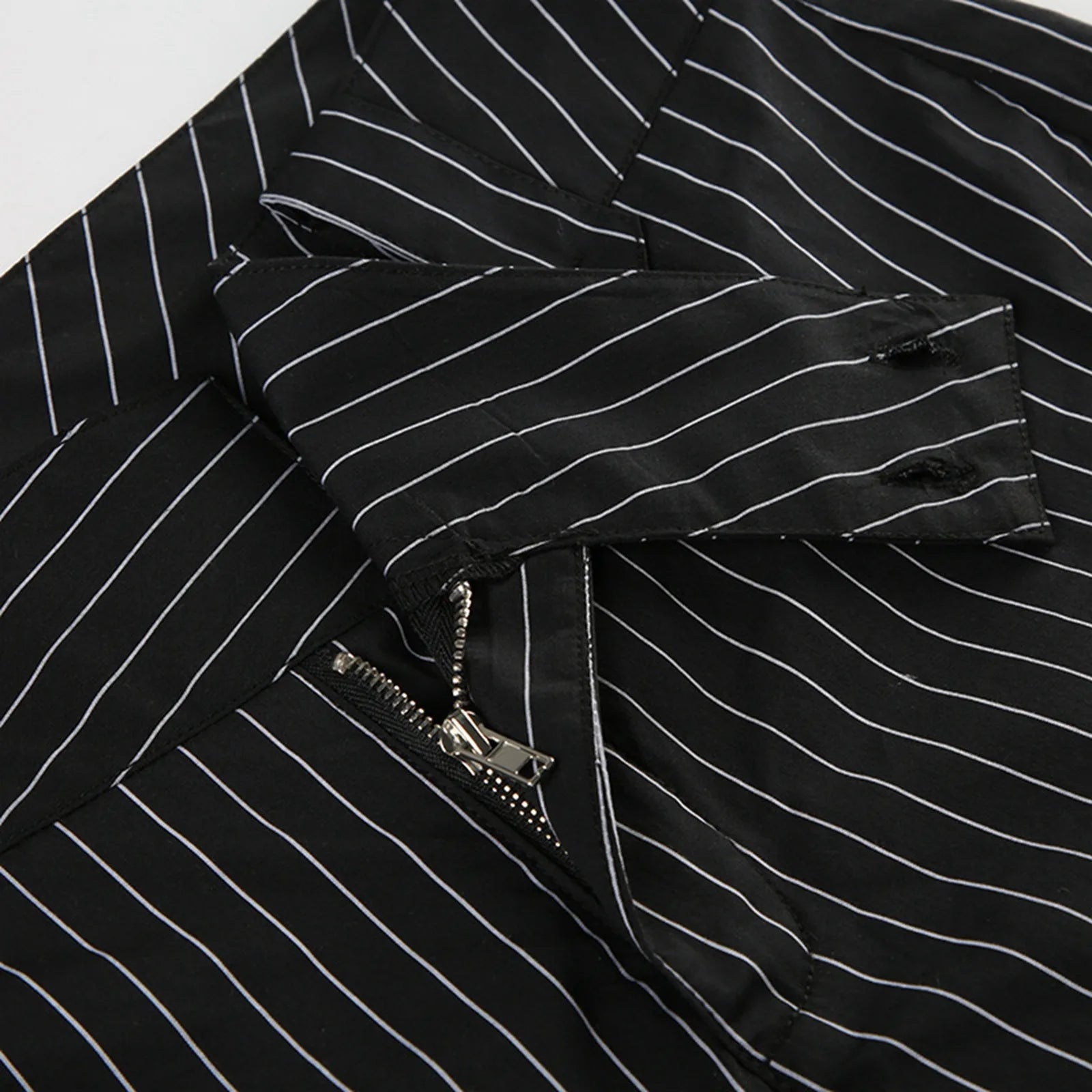 Low Rise Wide Leg Flared Casual Pants with Vertical Stripe Streetwear Style