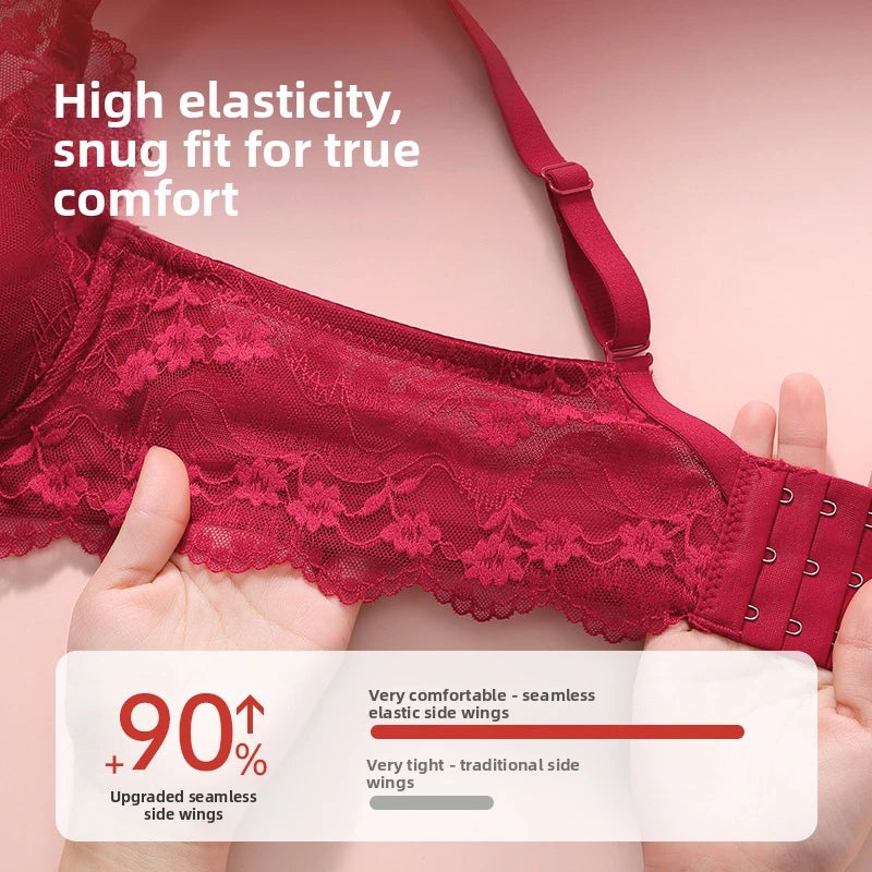 Vibrant Red Lace Maternity Bra with Wide Scalloped Underband