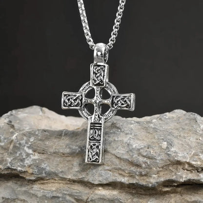 Vintage Gothic Celtic Cross Pendant Necklace with Intricate Alternative Symbolic Detailing